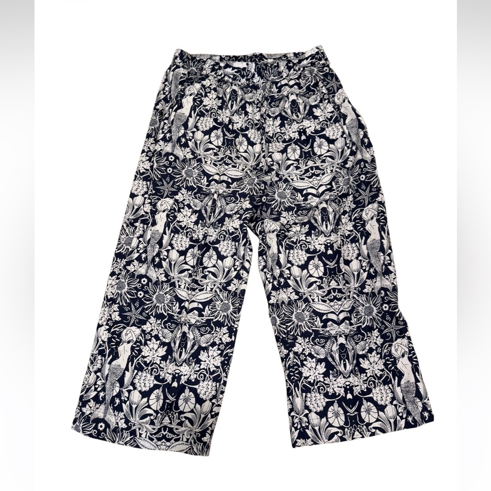Panama Jack linen Mermaid pattern Capri Pants, Size:Large